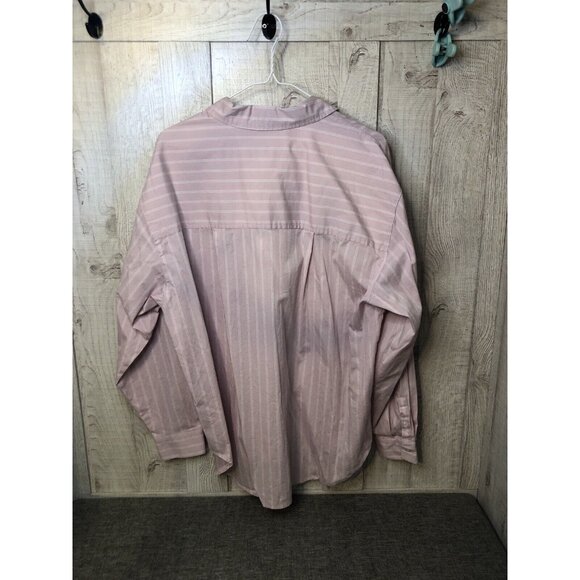 Women's A New Day Mauve Purple White Striped Button Up Shirt Size Large. E11 - Picture 3 of 5